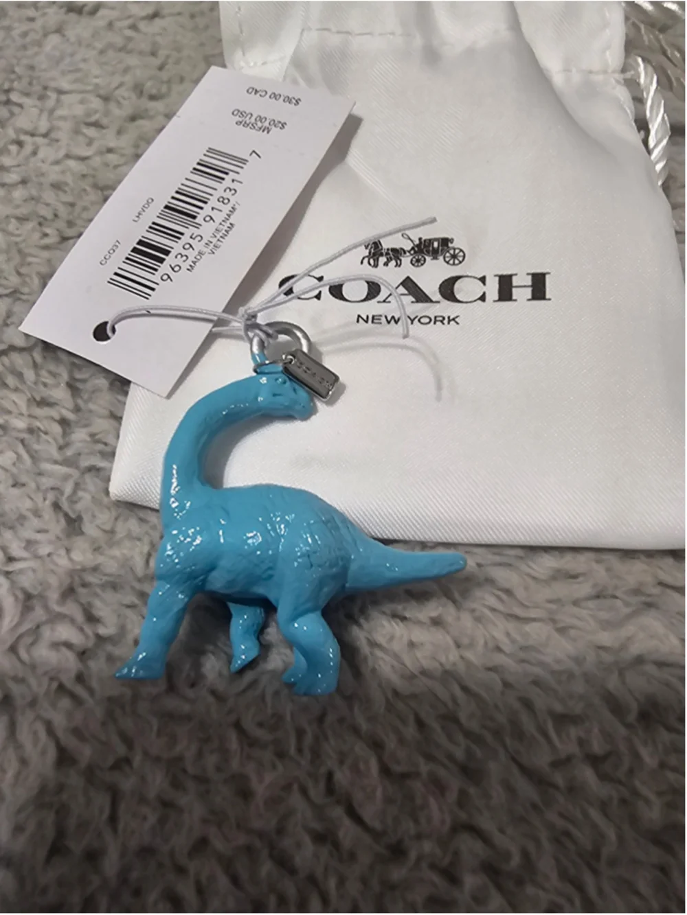 Women's Coach Dinosaur Bag Charm One Size Blue Silver